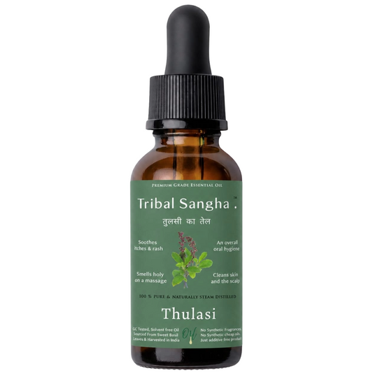 Basil essential oil bottle by Tribal Sangha