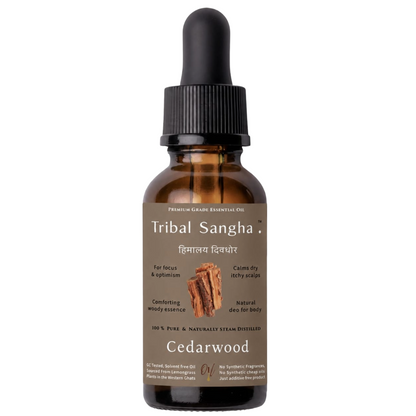 Himalayan cedarwood essential oil bottle by Tribal Sangha