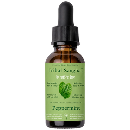 Peppermint essential oil bottle by Tribal Sangha