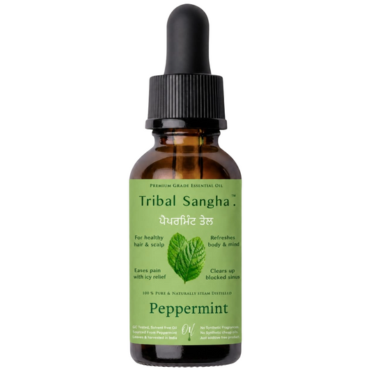Peppermint essential oil bottle by Tribal Sangha