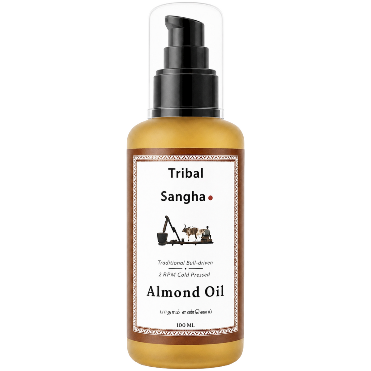 Stone pressed almond baby oil bottle by Tribal Sangha