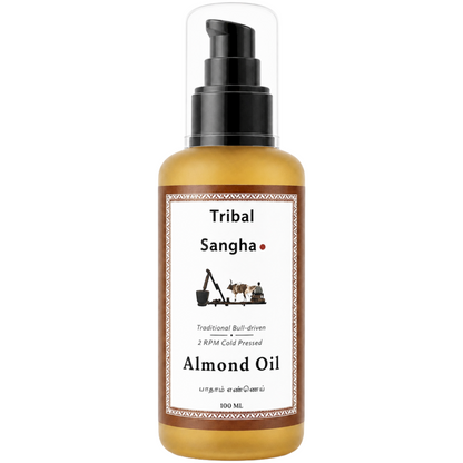 Stone pressed almond baby oil bottle by Tribal Sangha