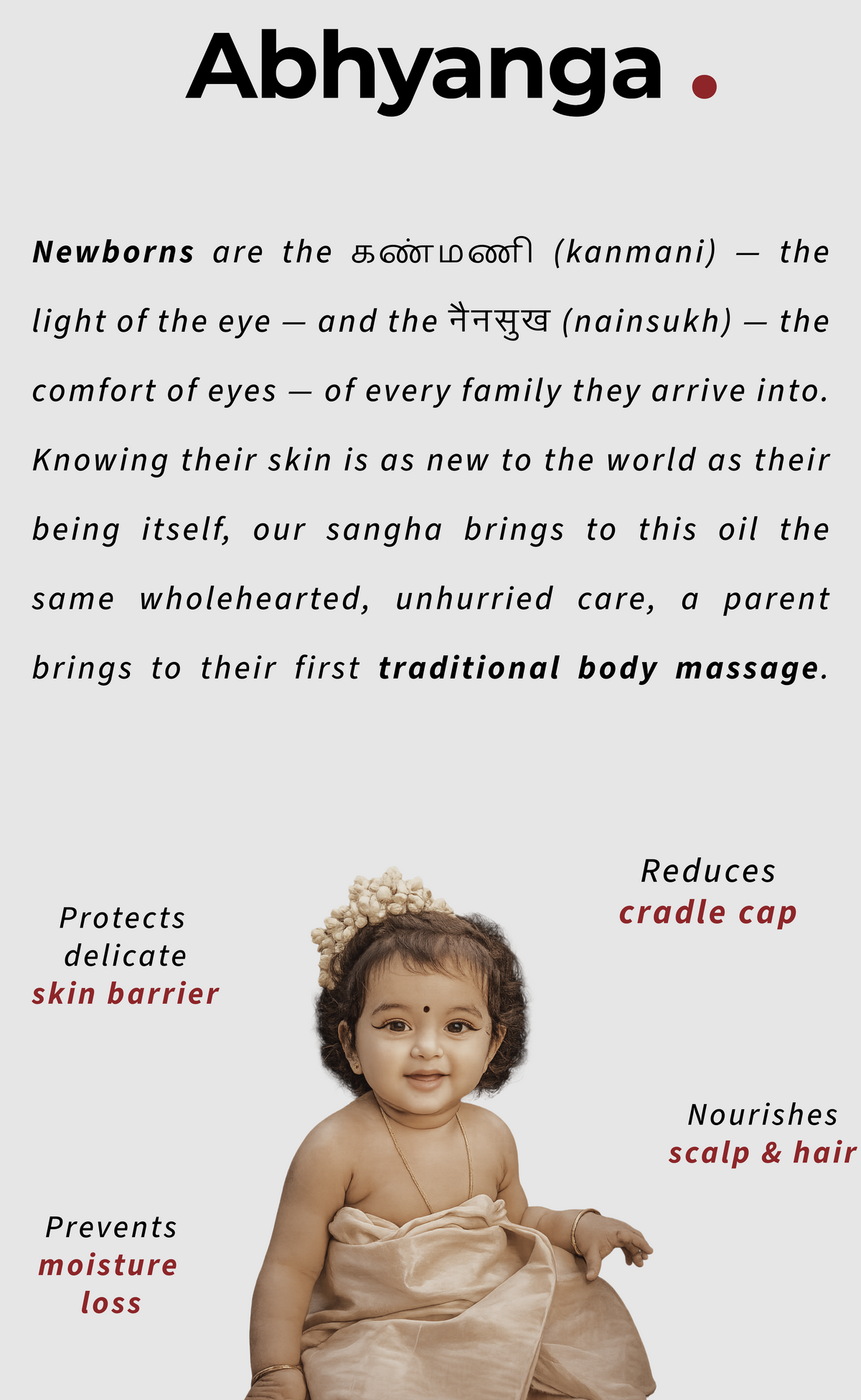 Stone pressed coconut baby oil for gentle newborn massage, baby skin and scalp care