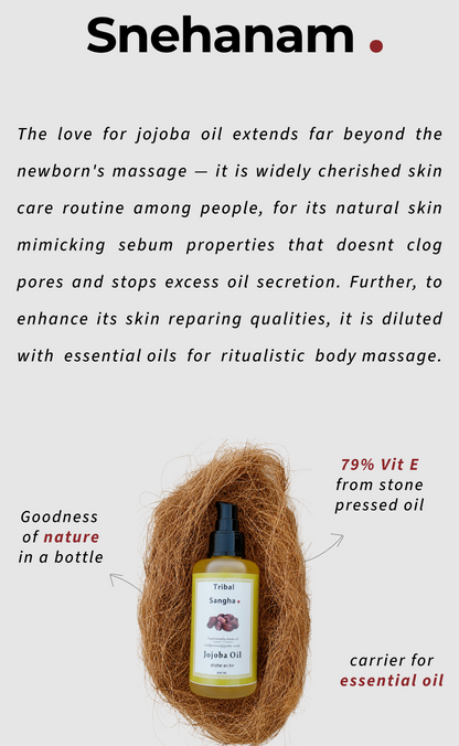 Stone pressed jojoba baby oil for adult body massage, skin care and essential oil blending
